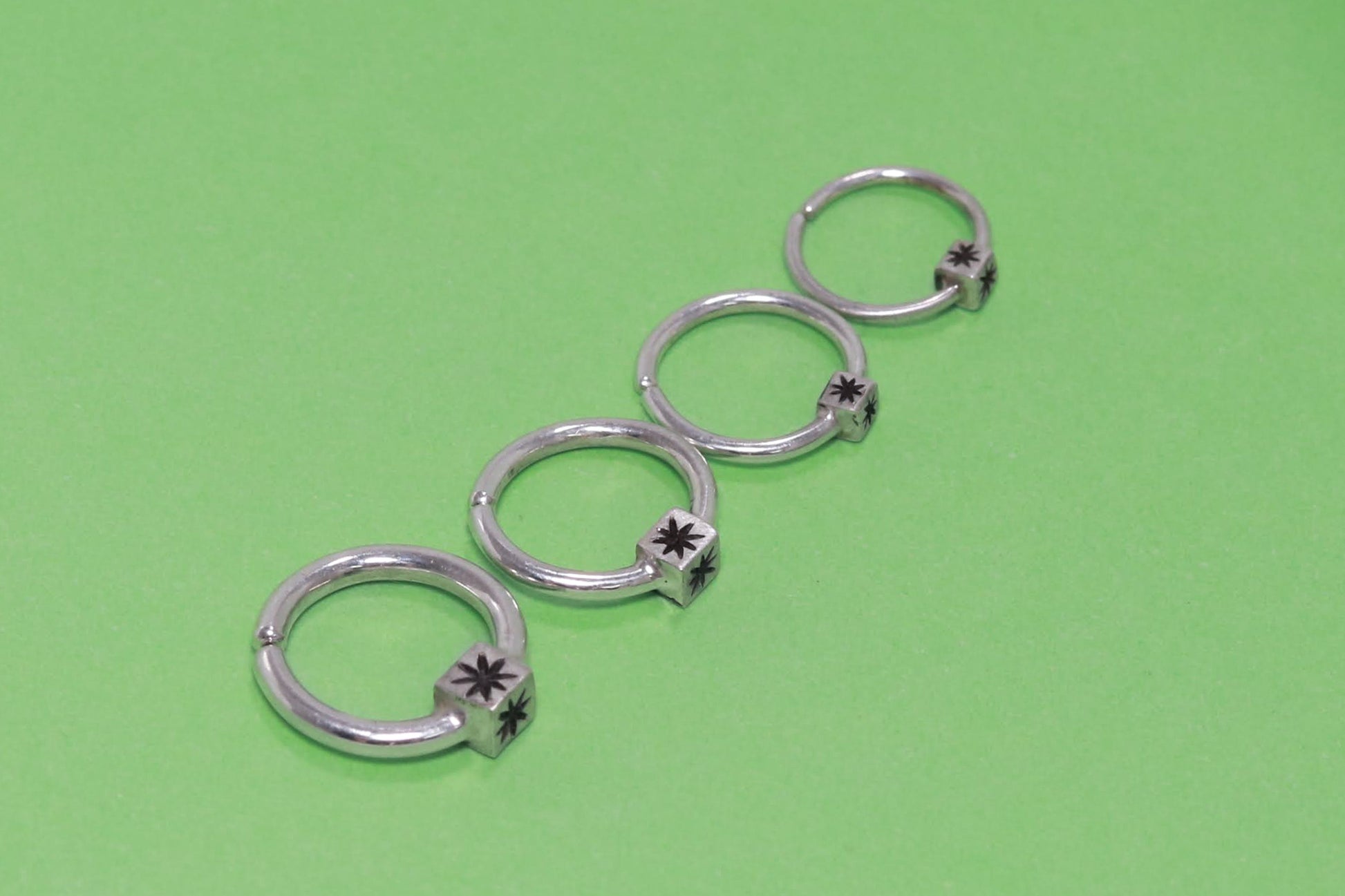 solid sterling silver body jewelry hoop helix cartilage septum nose ring daith rook piercing tragus piercing anti tragus piercing lobe piercing handmade star 20g 18g 16g 14g  6mm 8mm 9mm 10mm