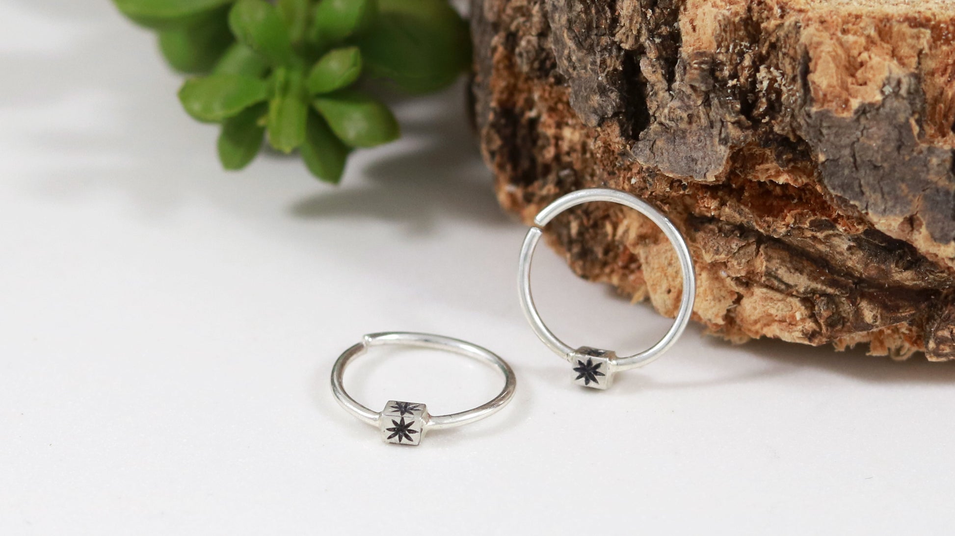 solid sterling silver body jewelry hoop helix cartilage septum nose ring daith rook piercing tragus piercing anti tragus piercing lobe piercing handmade star 20g 18g 16g 14g  6mm 8mm 9mm 10mm