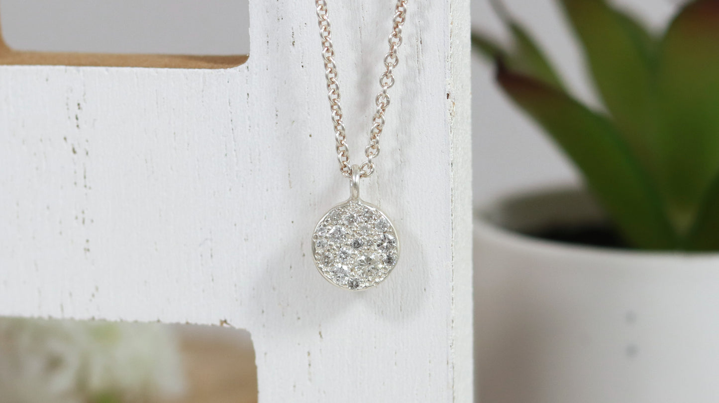 Sterling Silver Round Diamond Mosaic Pave Pendant
