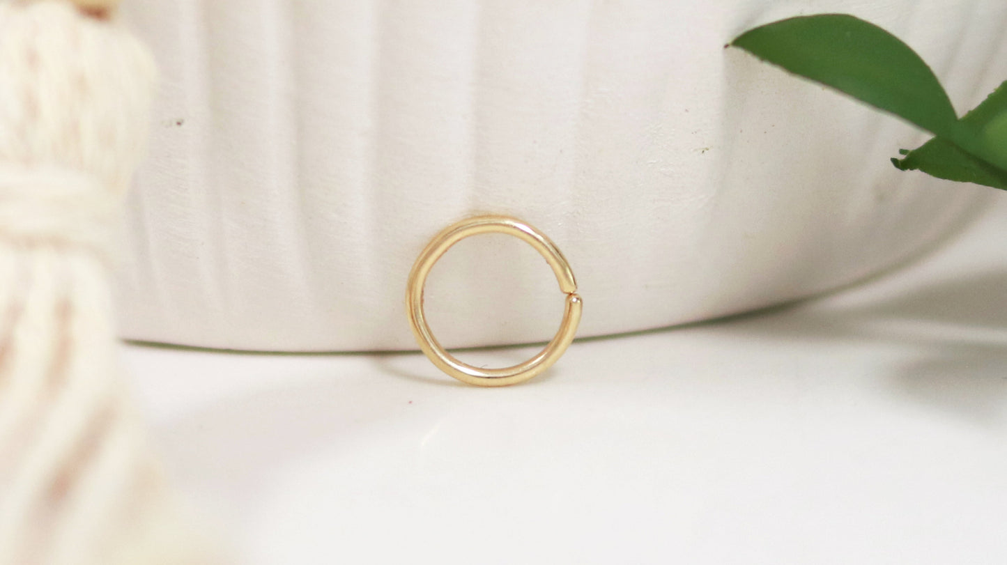 Solid 14k gold septum body jewelry hoop 20g 18g 16g 14g 5mm 6mm 7mm 8mm 9mm 10mm 11mm 12mm yellow gold rose gold white gold silver septum daith helix nostril lip eyebrow piercing anti tragus tragus rook lobe
