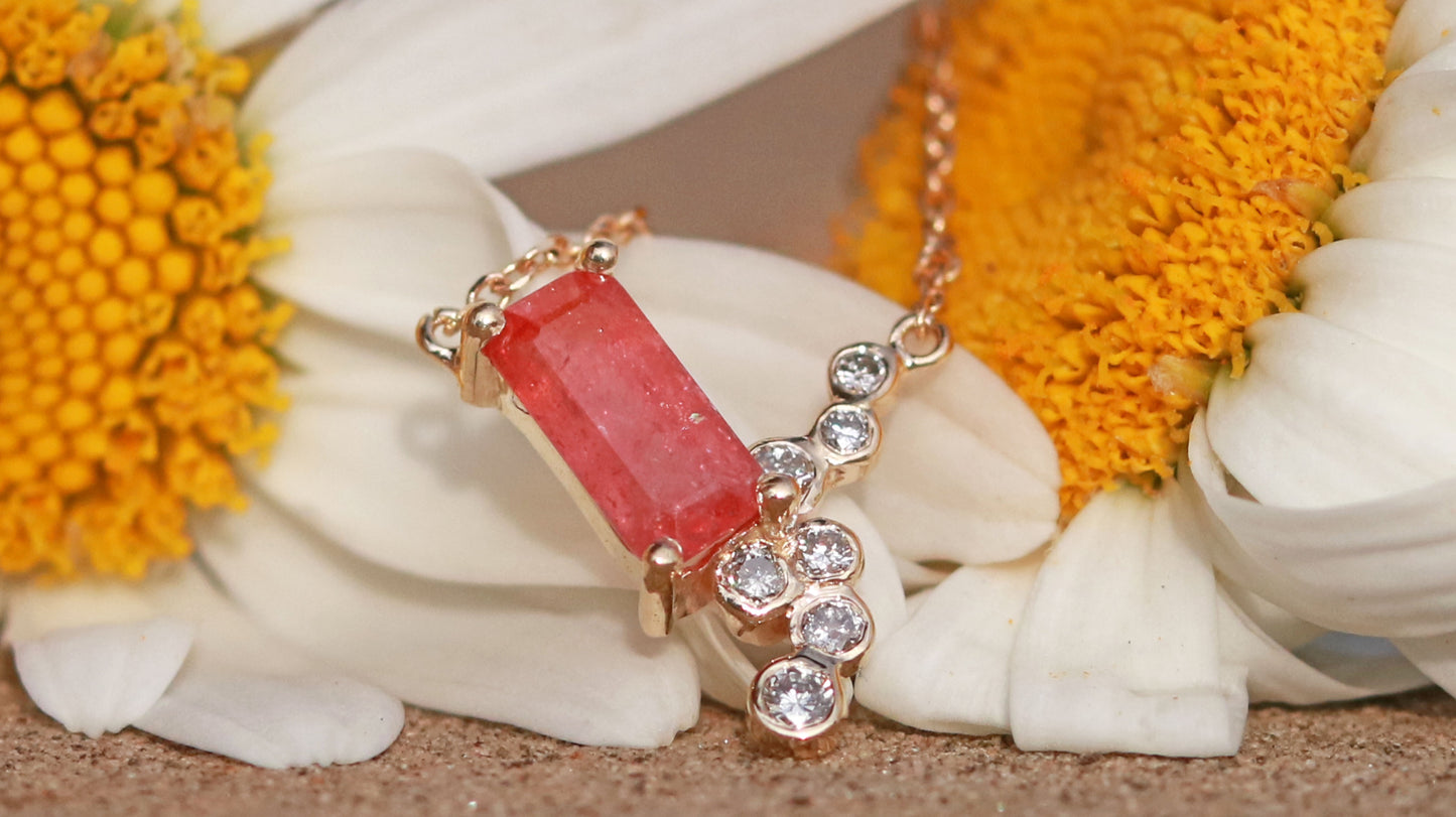 14k Yellow Gold Tourmaline & Diamond Necklace