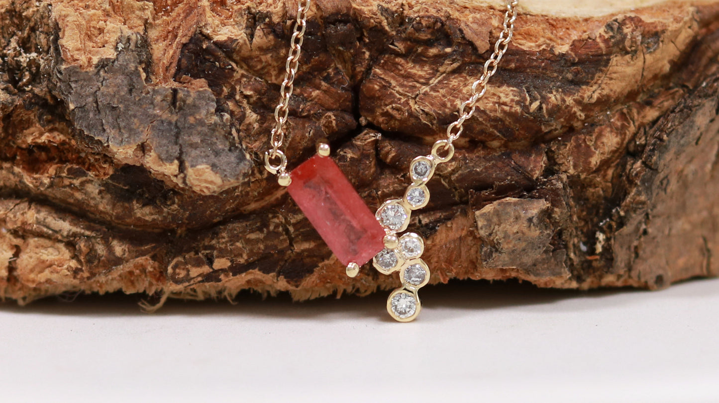14k Yellow Gold Tourmaline & Diamond Necklace