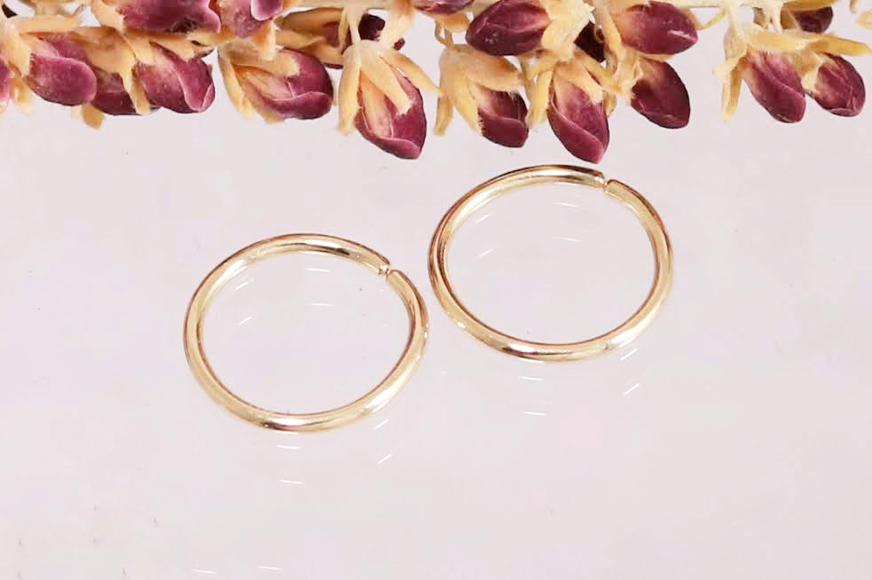 Solid 14k gold septum body jewelry hoop 20g 18g 16g 14g 5mm 6mm 7mm 8mm 9mm 10mm 11mm 12mm yellow gold rose gold white gold silver septum daith helix nostril lip eyebrow piercing anti tragus tragus rook lobe