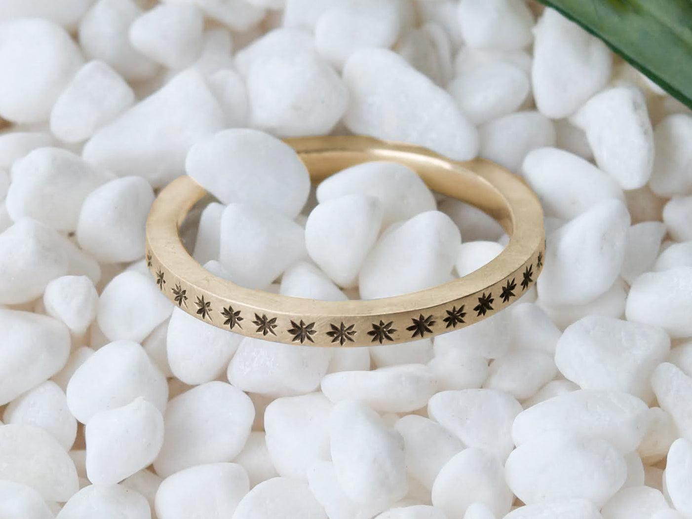 2mm 14k Gold or Silver Star Ring Band