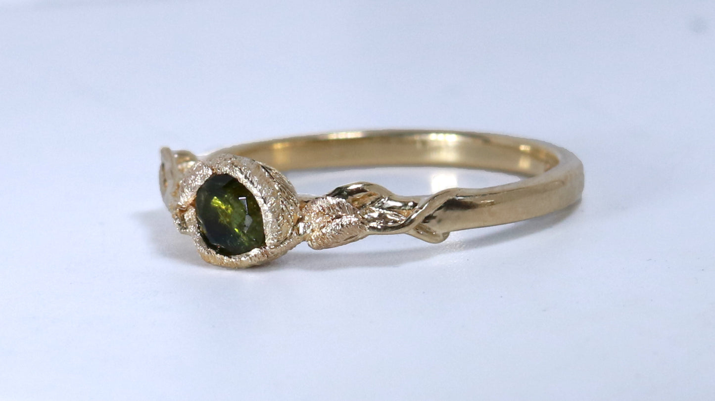 Leaf Embrace Solitaire Ring