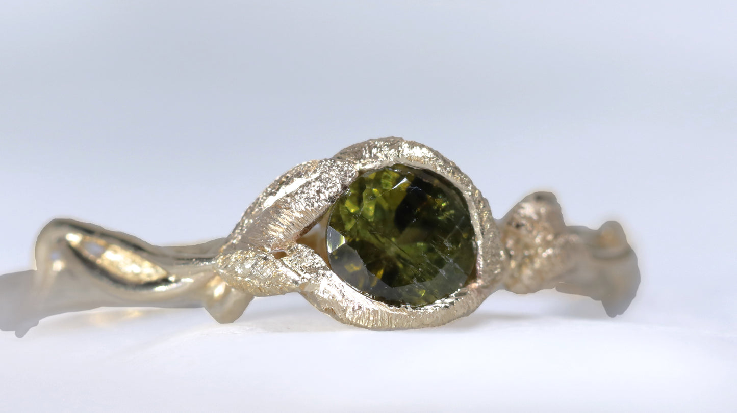 Leaf Embrace Solitaire Ring