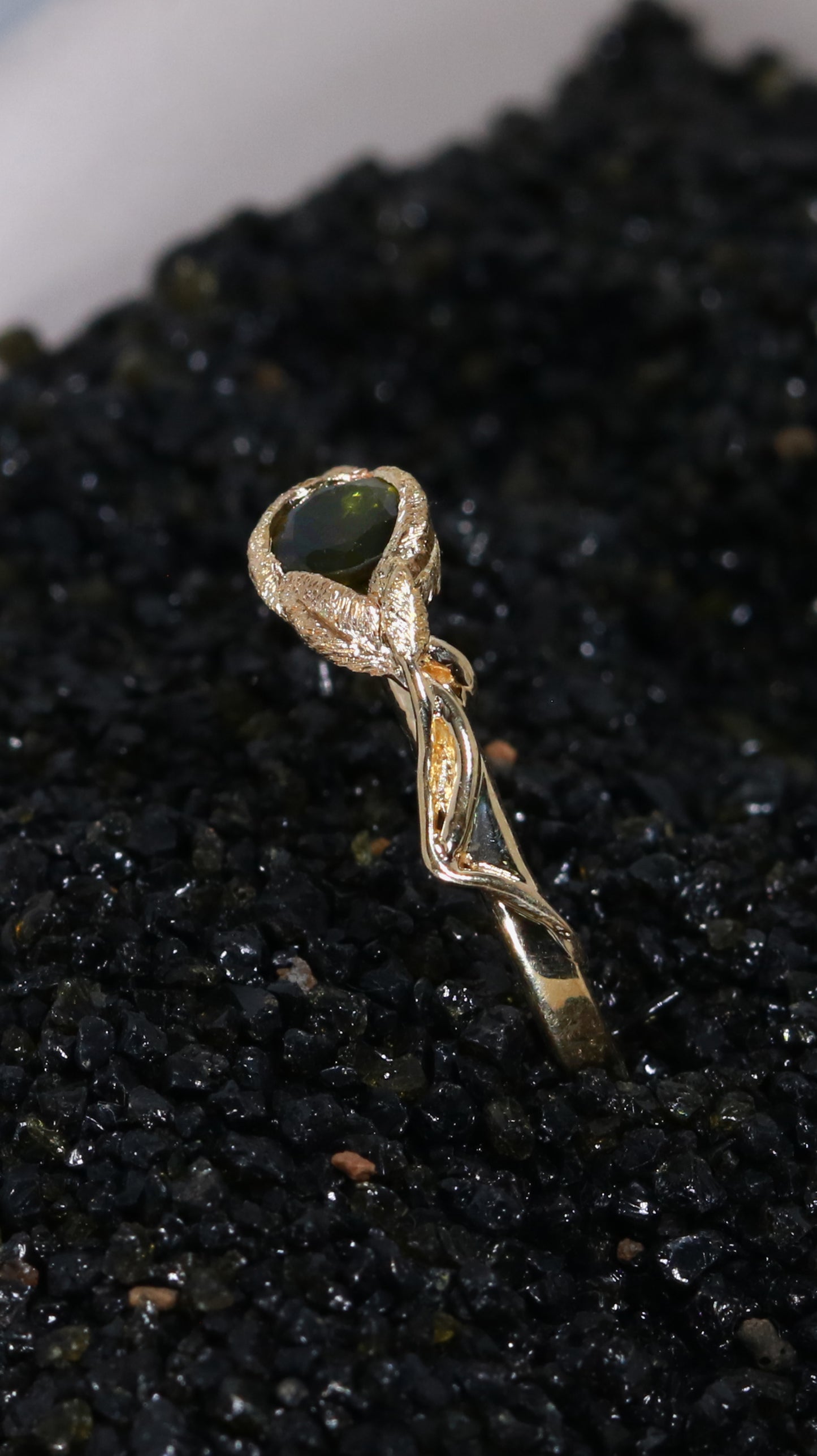 Leaf Embrace Solitaire Ring