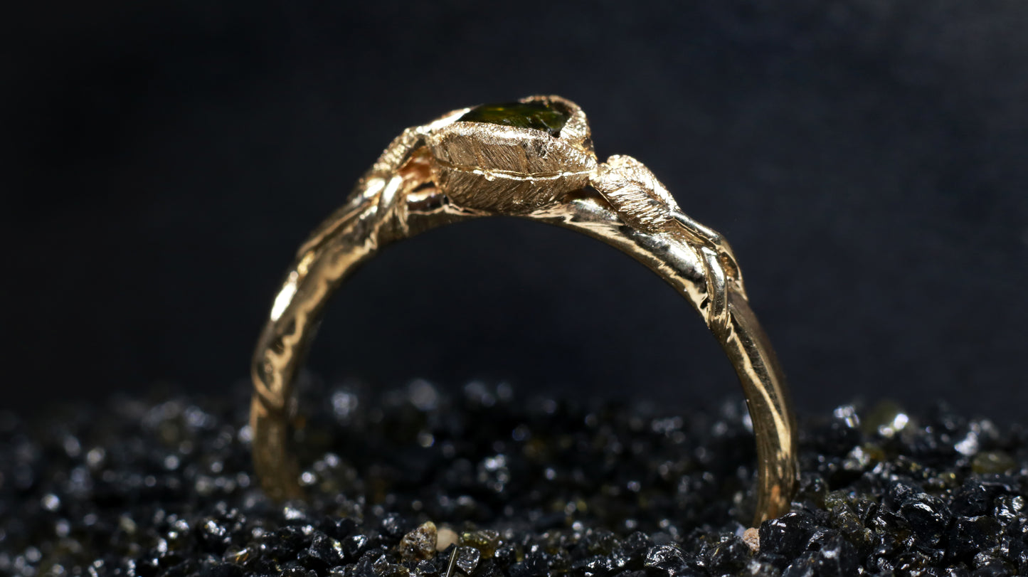 Leaf Embrace Solitaire Ring