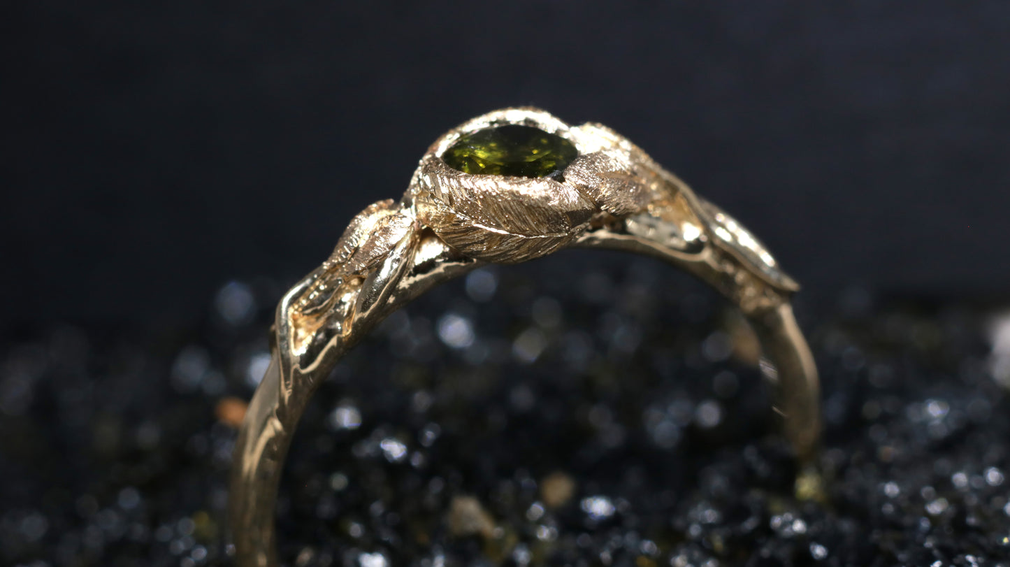 Leaf Embrace Solitaire Ring