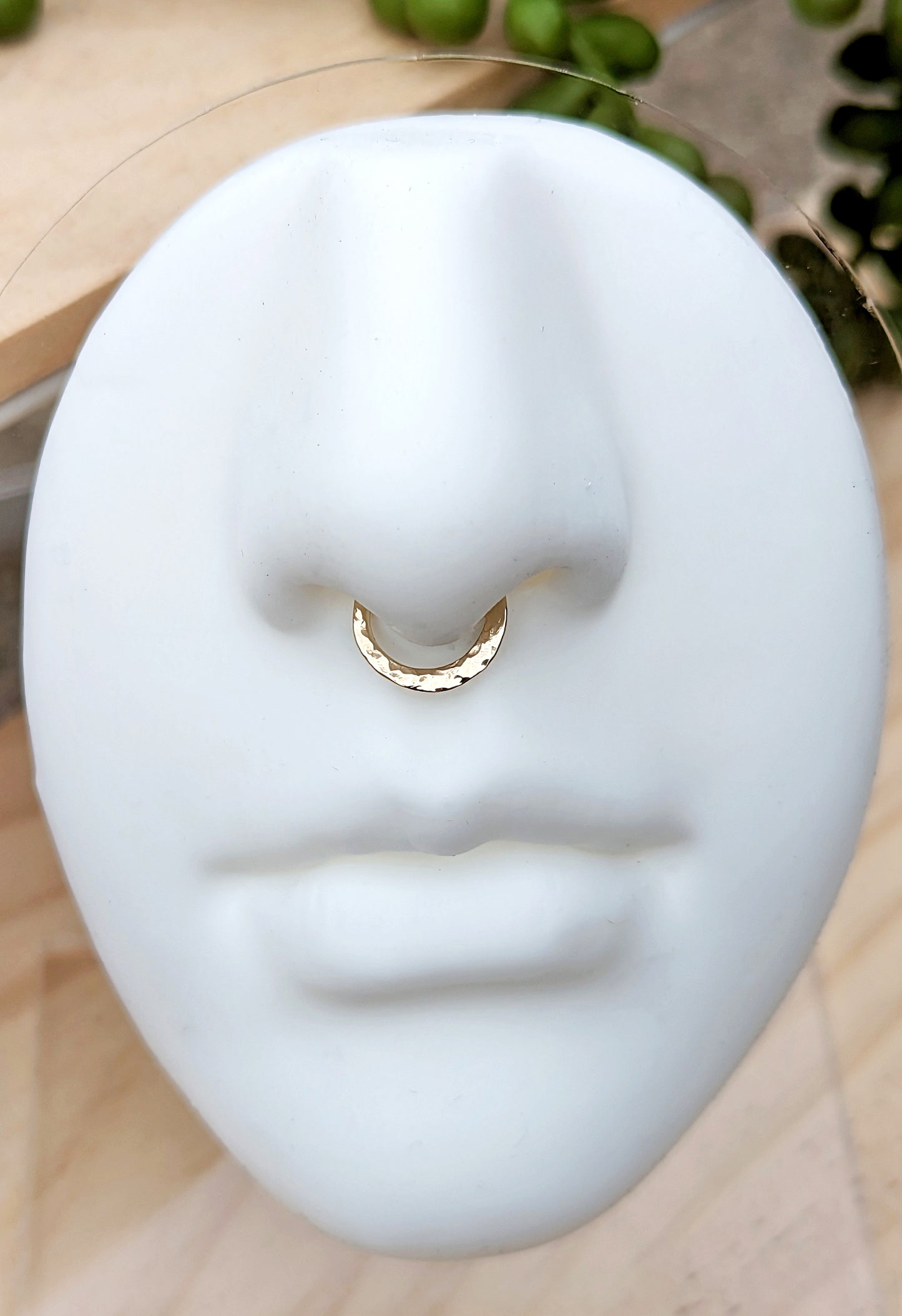 Flat Textured Body Jewelry Hoop - 14k Gold or Silver