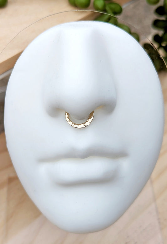 Flat Textured Body Jewelry Hoop - 14k Gold or Silver