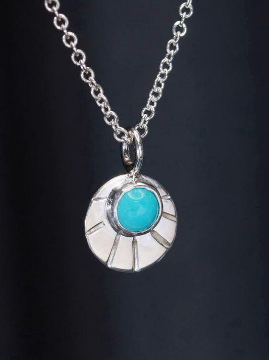 Sterling Silver Chisel Mark Gemstone Burst Pendant