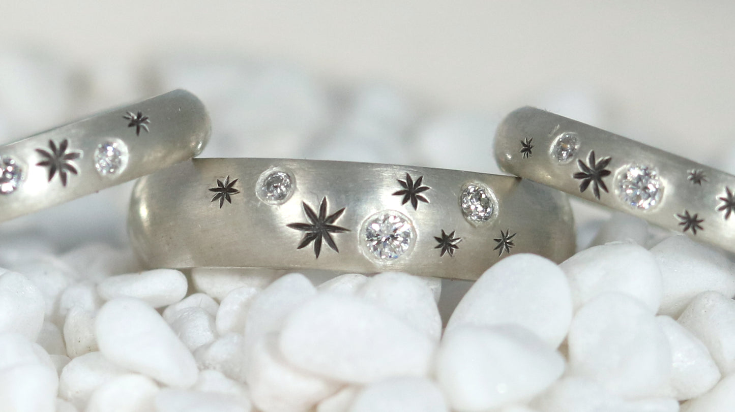 Scattered Stars and Diamonds Ring - Sterling Silver