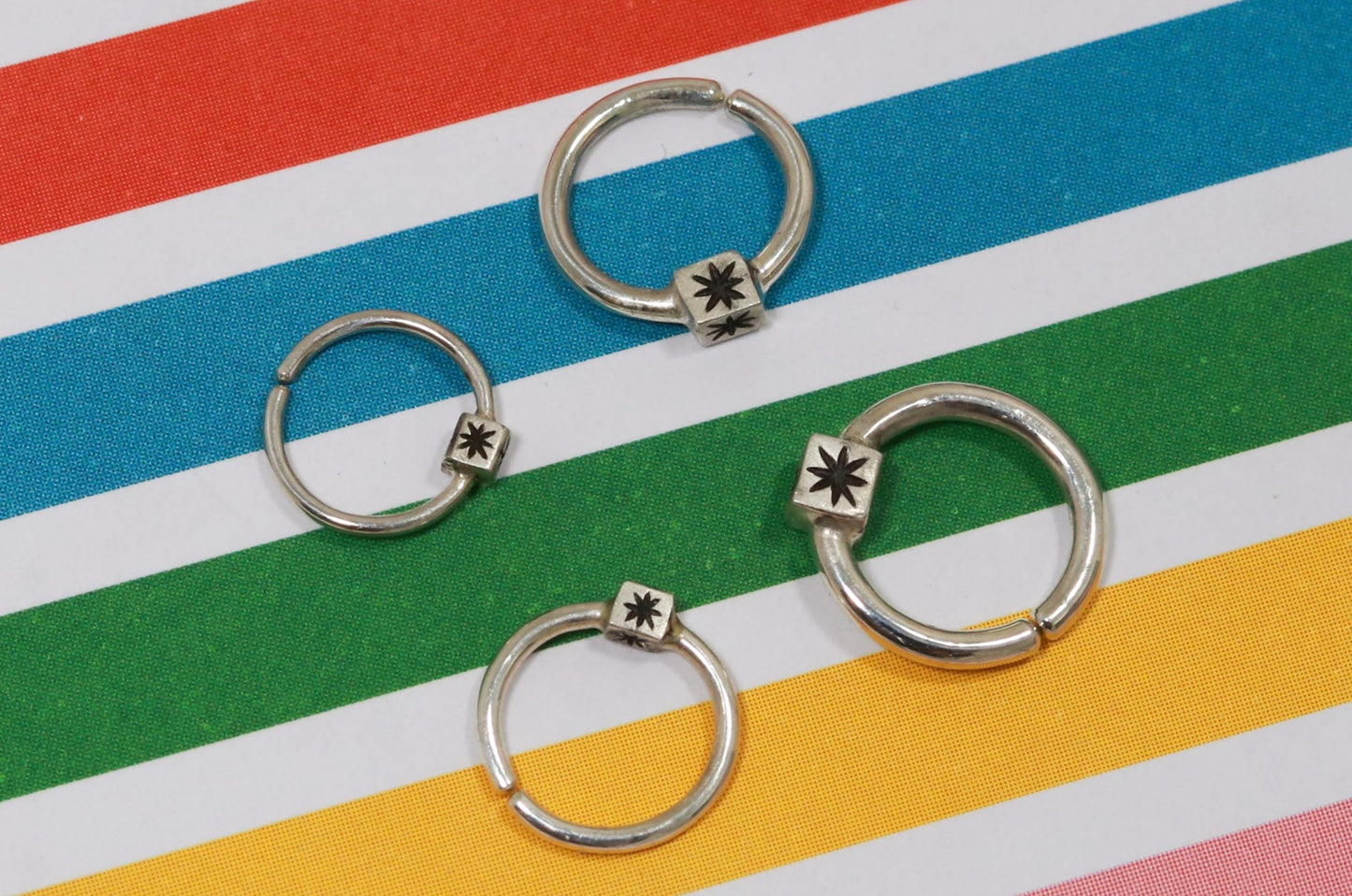 solid sterling silver body jewelry hoop helix cartilage septum nose ring daith rook piercing tragus piercing anti tragus piercing lobe piercing handmade star 20g 18g 16g 14g  6mm 8mm 9mm 10mm