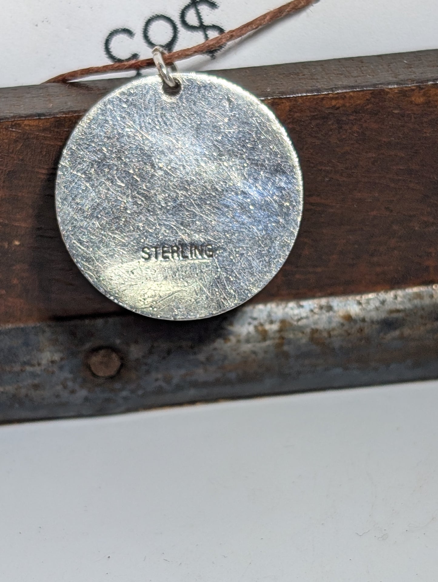 Vintage Glass Enamel, Crushed Turquoise & Sterling Silver Mountain Pendant- Taxco Fine Jewelry