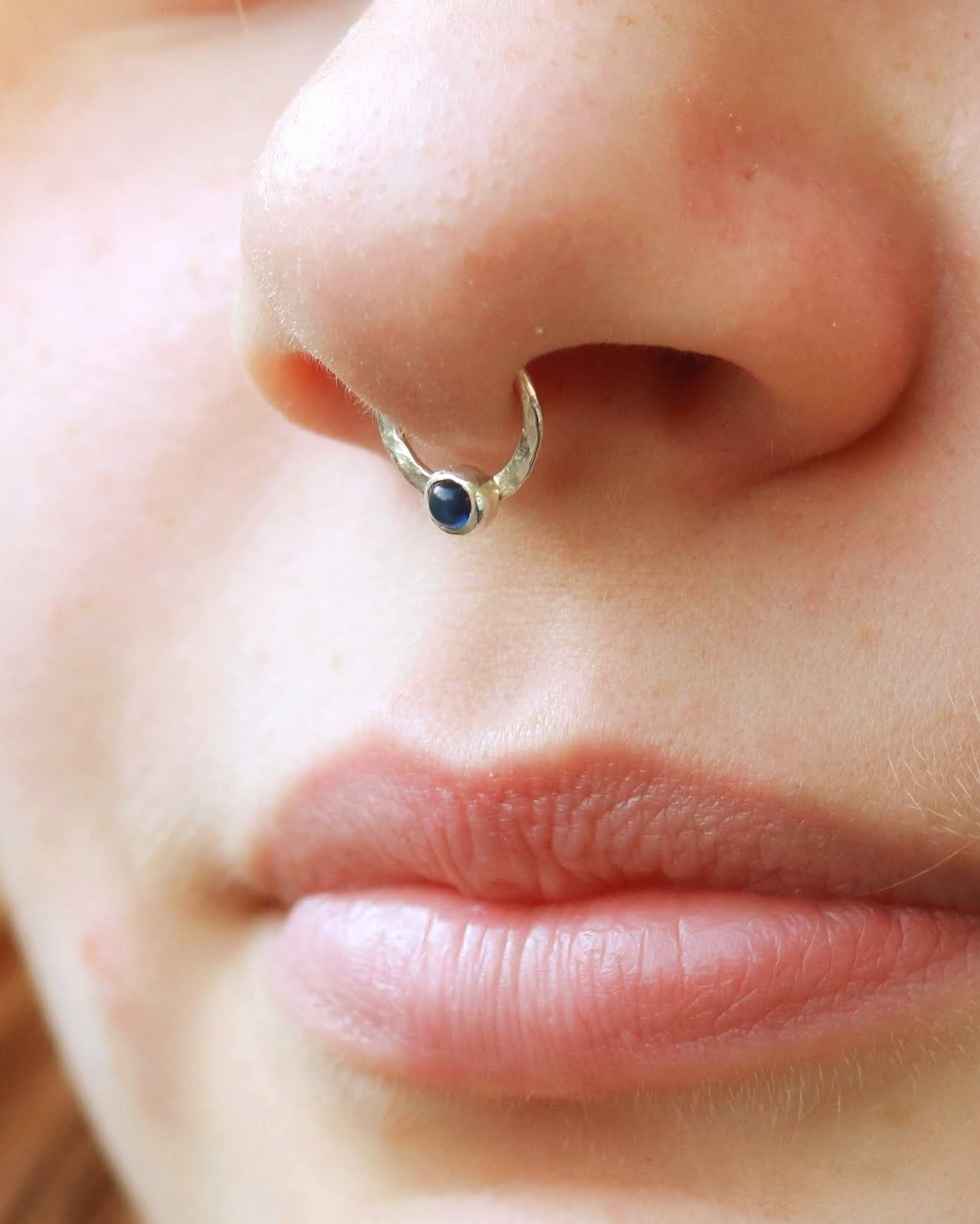 Silver Gemstone Septum Hoop