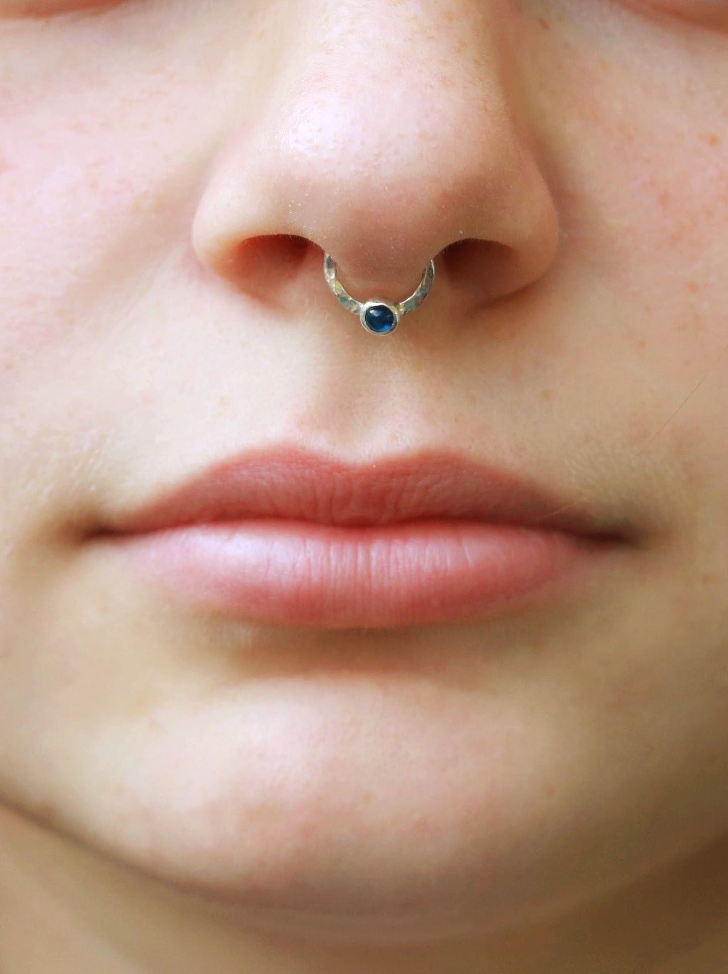 Silver Gemstone Septum Hoop