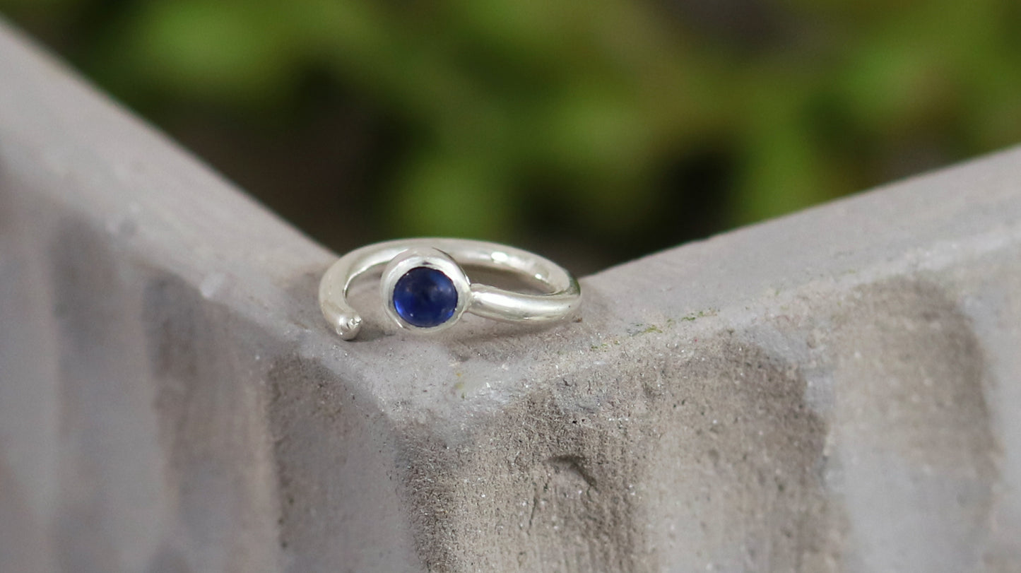Blue sapphire silver nose ring nostril hoop custom gemstone custom gauge body jewelry