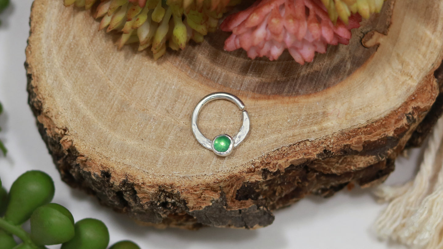 Silver Gemstone Septum Hoop