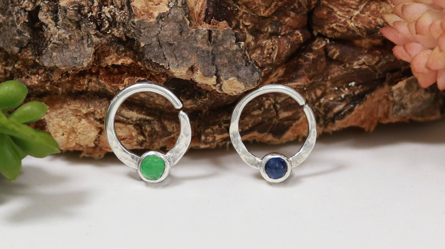Silver Gemstone Septum Hoop