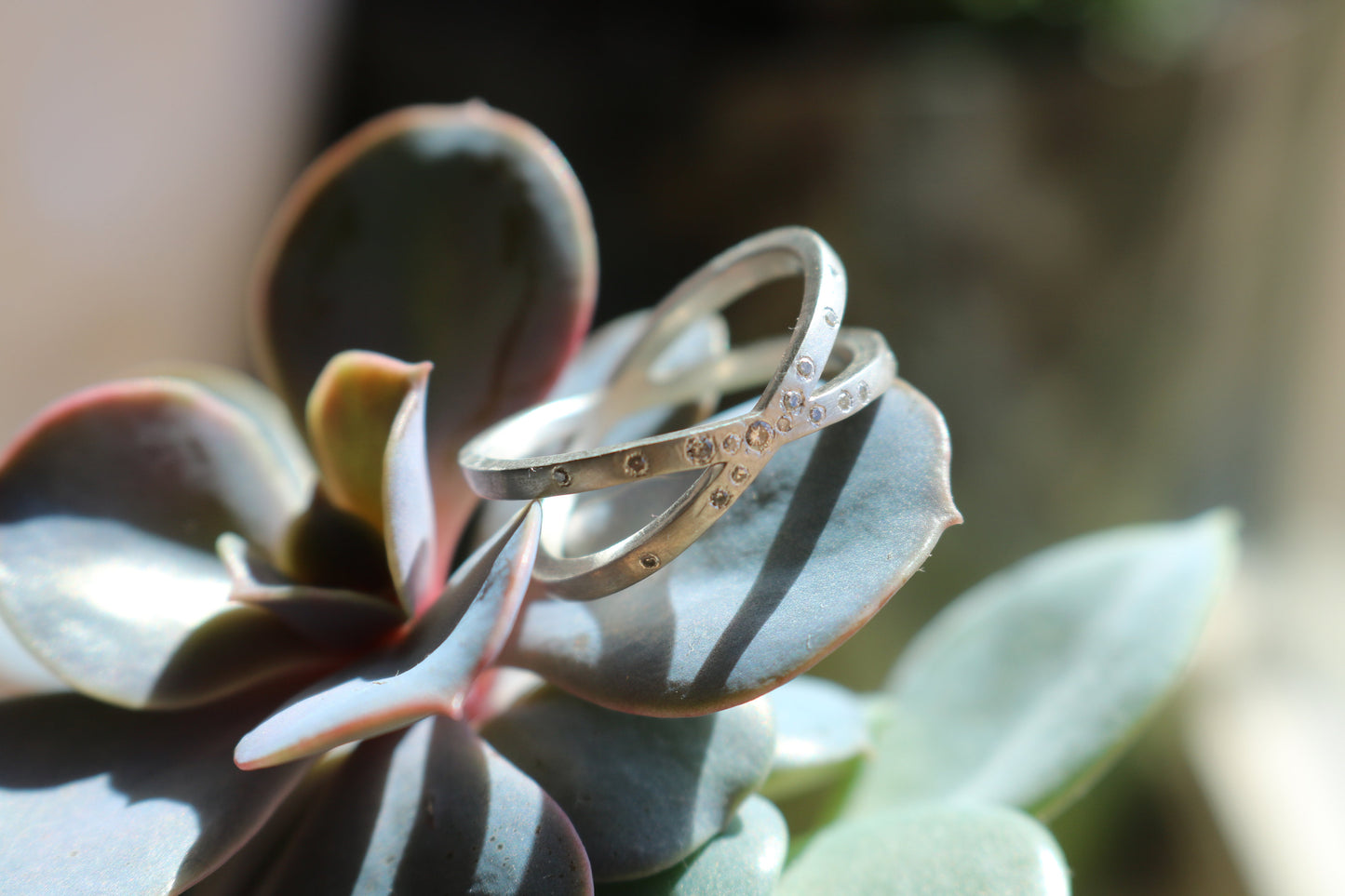 Sterling silver double band X ring.