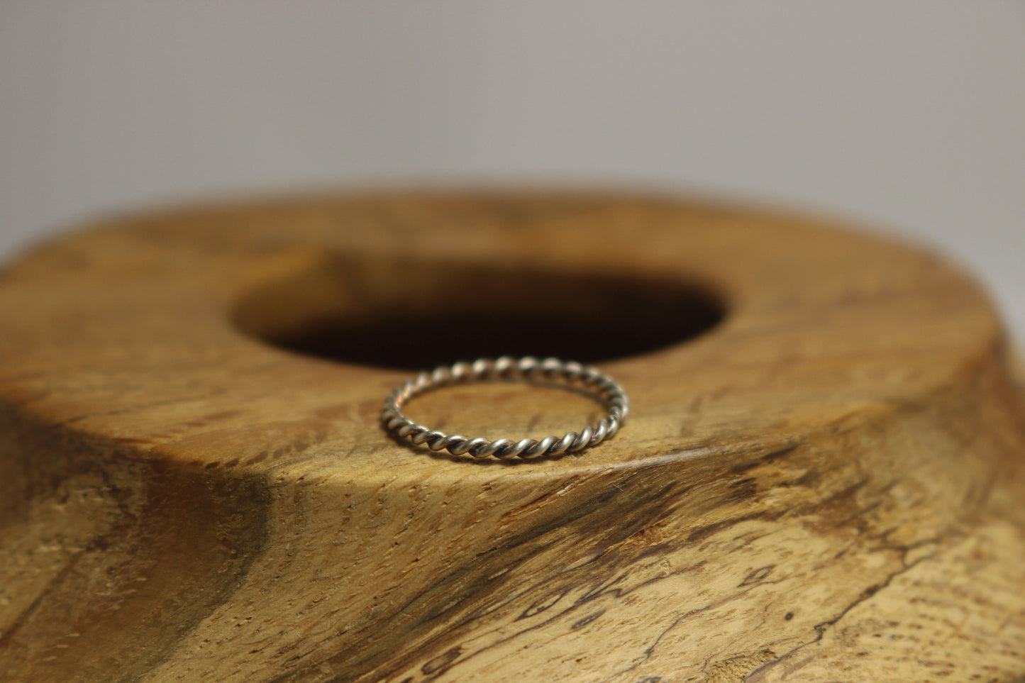 Twisted sterling silver stacking ring.