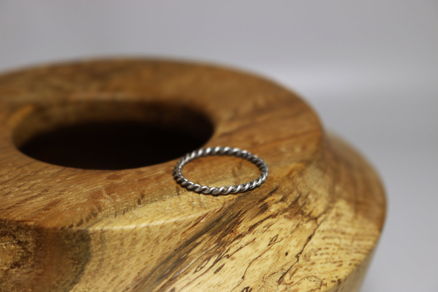 Twisted sterling silver stacking ring.