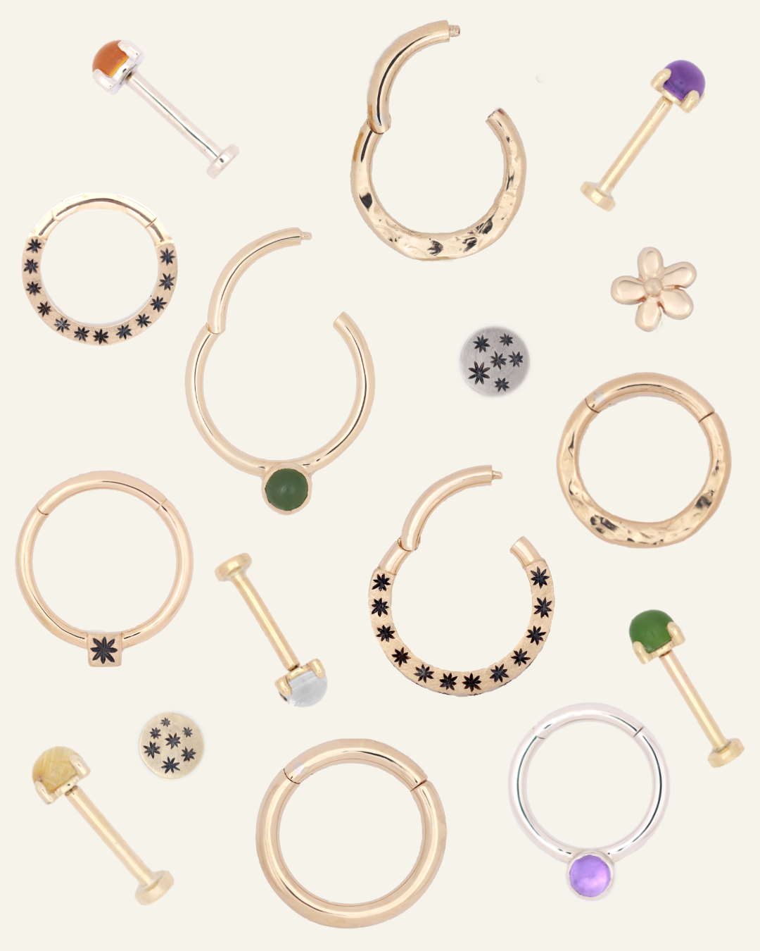 14k gold 14k rose gold septum hoop moonstone rainbow moonstone septum hoop nose ring body jewelry