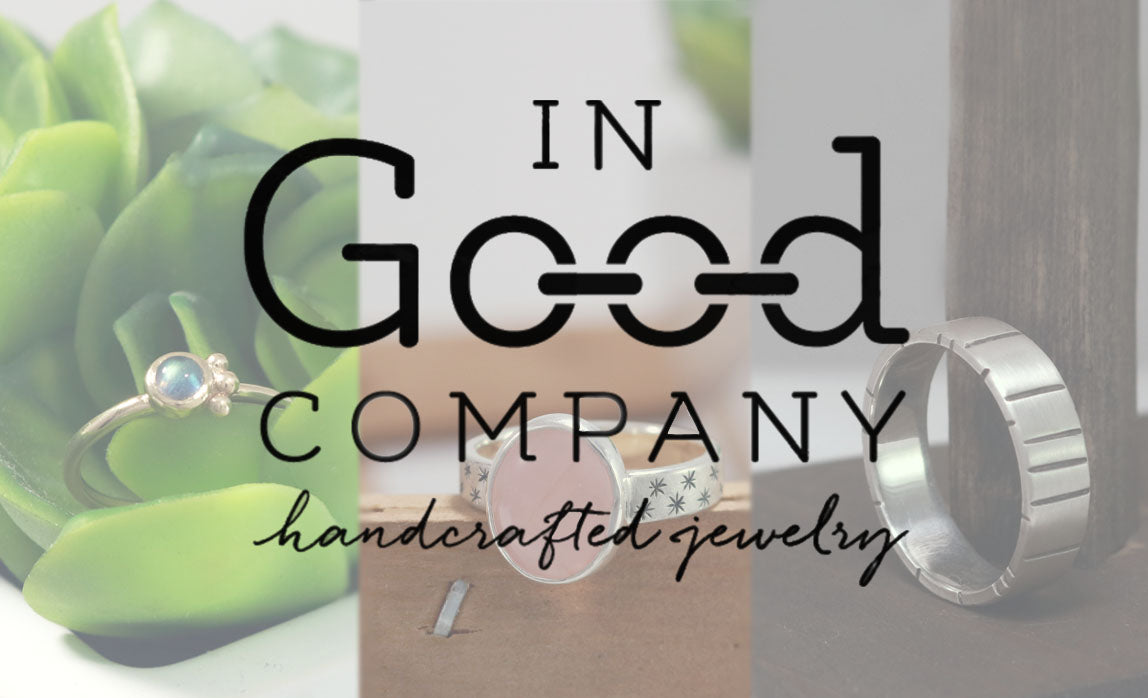 The In Good Company logo across three of the most popular rings I offer.