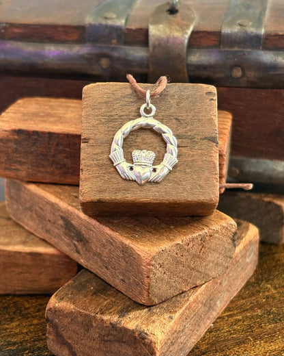 Irish Claddagh Pendant - Solid Sterling Silver