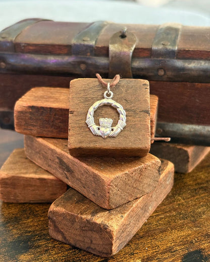 Irish Claddagh Pendant - Solid Sterling Silver