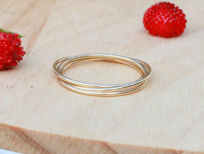 fidget ring made from solid 14k gold, yellow gold, rose gold or white gold. Three rings. Multiple ring bands, fidget toy, fidget jewelry.