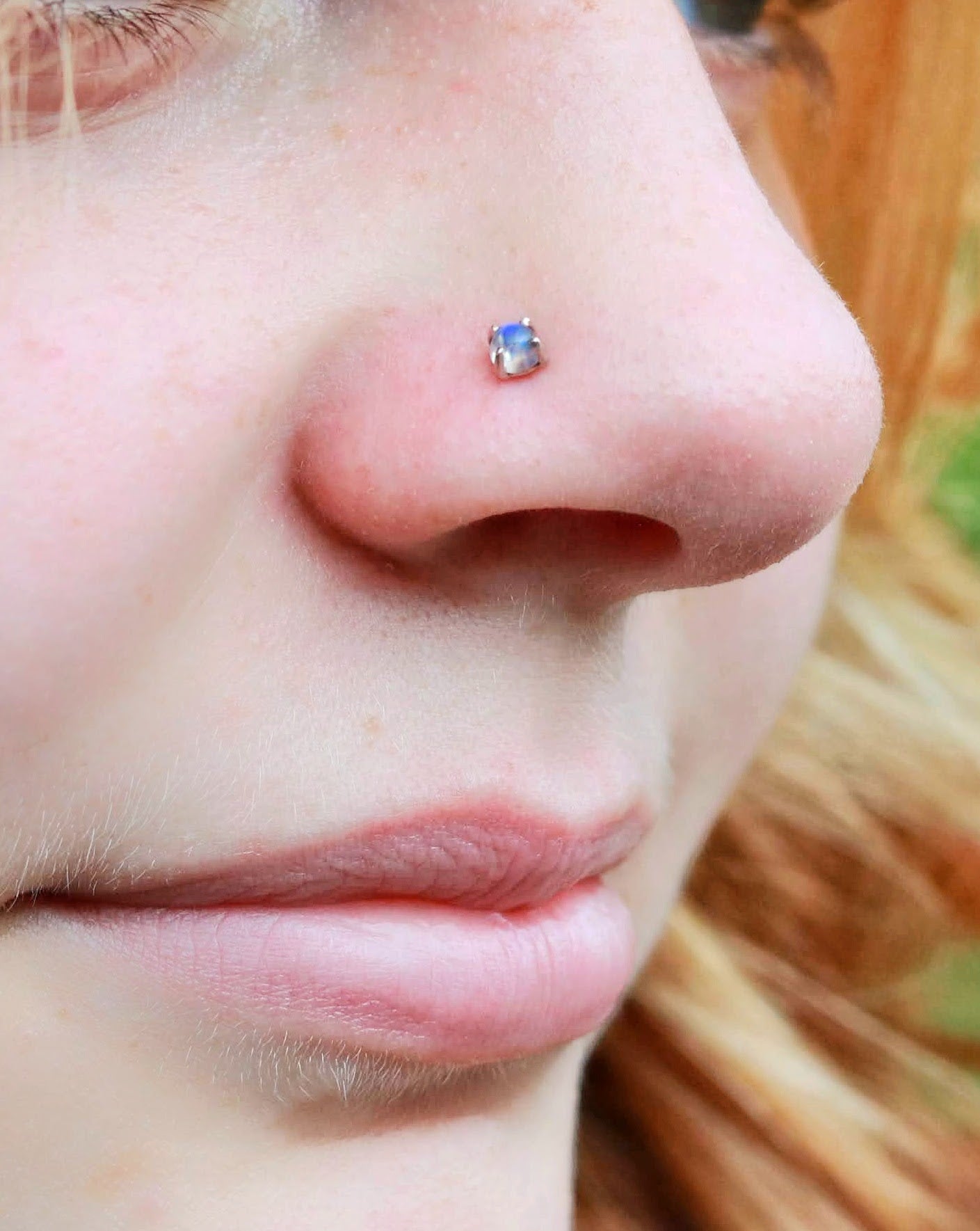 14k Gold or Silver 3mm Gemstone Nostril Stud