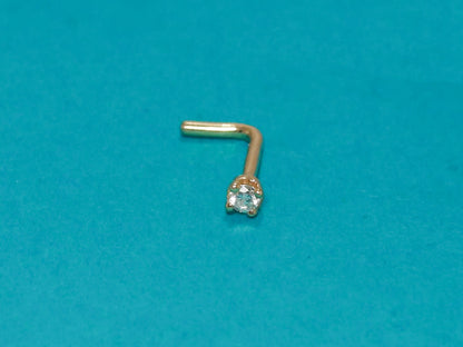 Nostril stud, gemstone, prong set stud, nose ring, nose stud, J nose stud, L nose stud, 2mm nose stud, nose ring, nose piercing, 20g, 18g, 16g  body jewelry