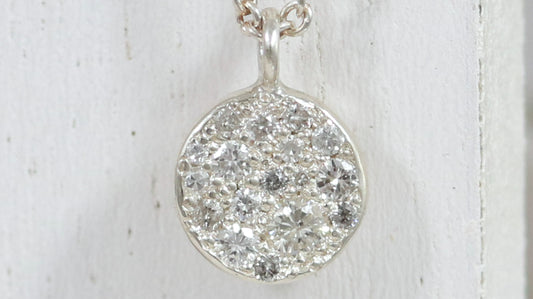 Sterling Silver Round Diamond Mosaic Pave Pendant