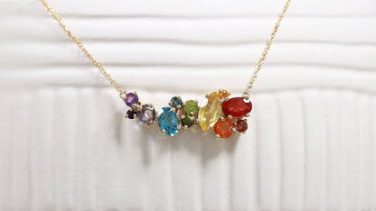 14k Gold & Gemstone Rainbow Necklace