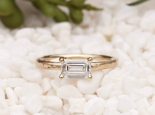 Engagement ring, solid gold, 14k gold, yellow gold engagement ring, white gold engagement ring, rose gold engagement ring, step-cut, step-cut diamond, solitaire ring, solitaire diamond ring, solitaire engagement ring