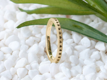 2mm 14k Gold or Silver Star Ring Band