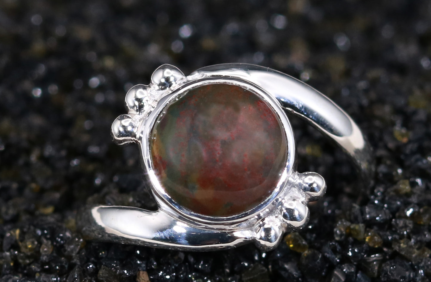 Sterling Silver Round Gemstone Bypass Ring