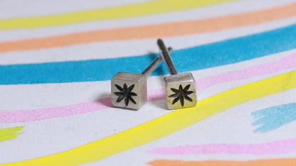 Star Square Studs - Solid 14k Gold or Silver