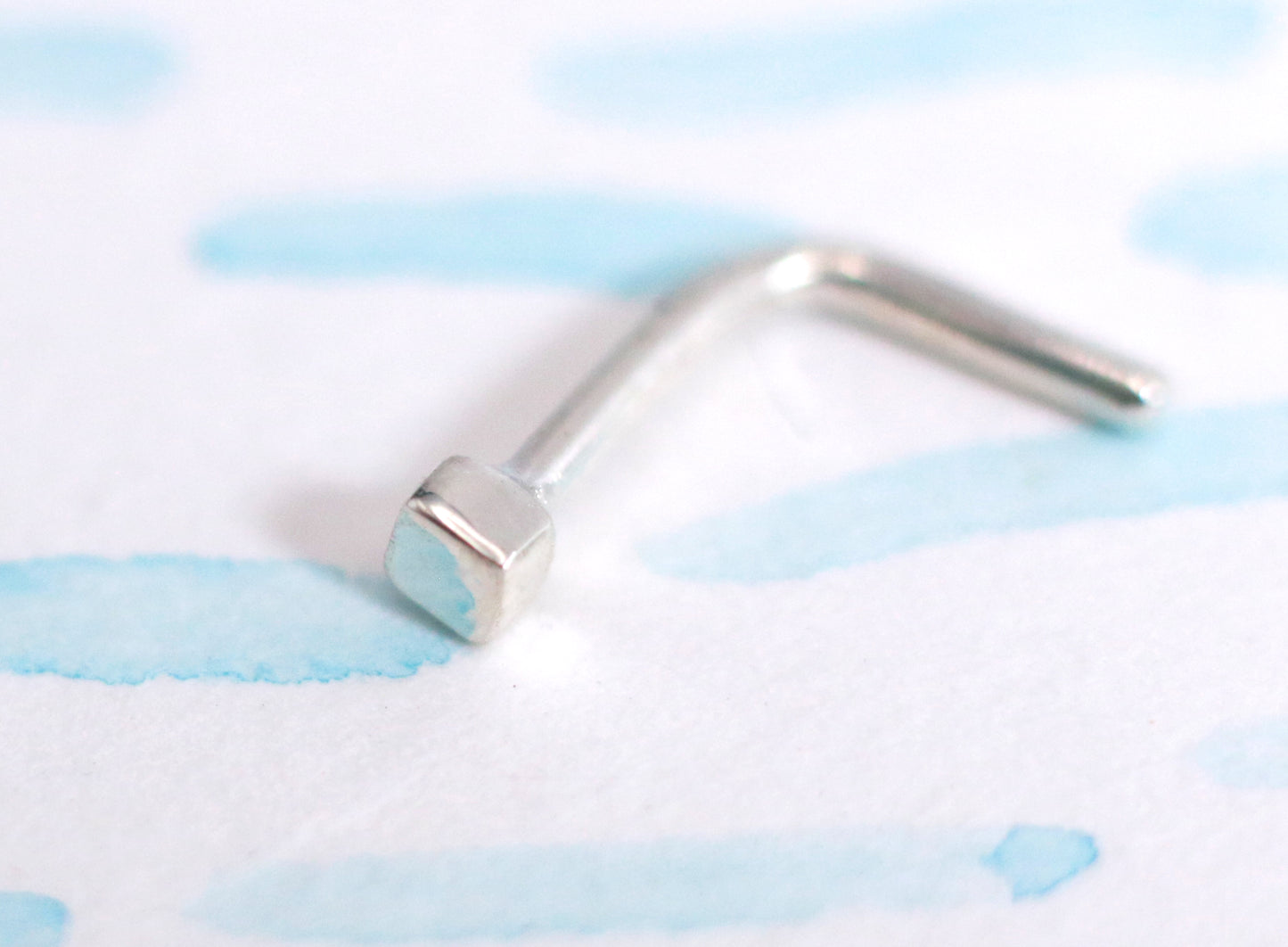 Square Nostril Stud - Solid 14k Gold or Silver