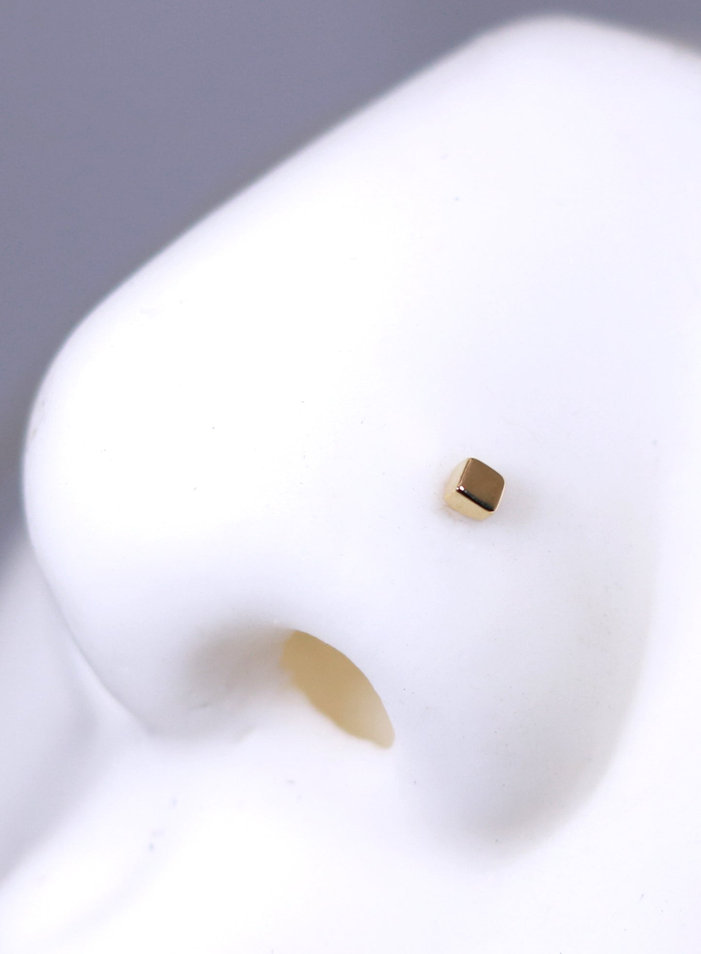 Square Nostril Stud - Solid 14k Gold or Silver