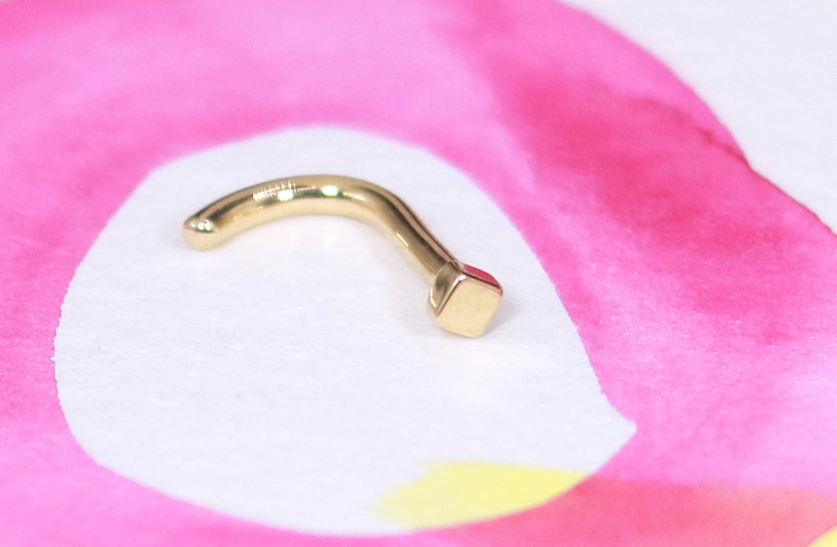 Square Nostril Stud - Solid 14k Gold or Silver