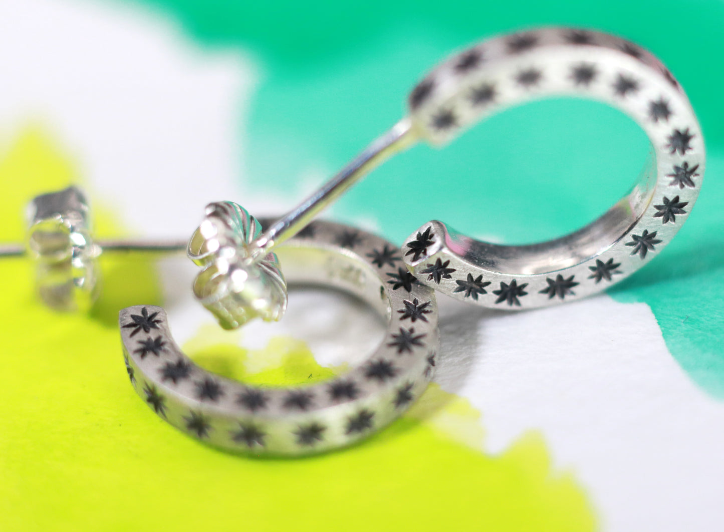 Silver Star Huggie Hoops