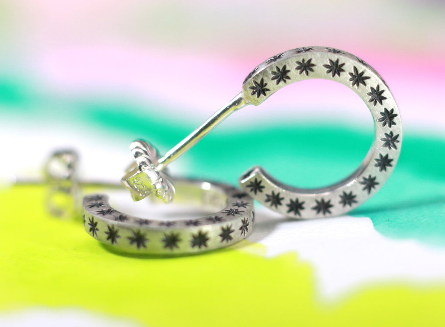 Silver Star Huggie Hoops