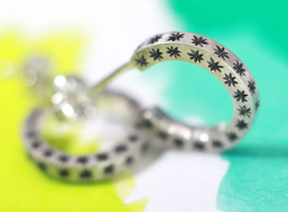 Silver Star Huggie Hoops