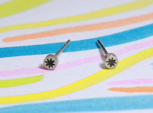 Star Dot Studs - Solid 14k Gold or Silver