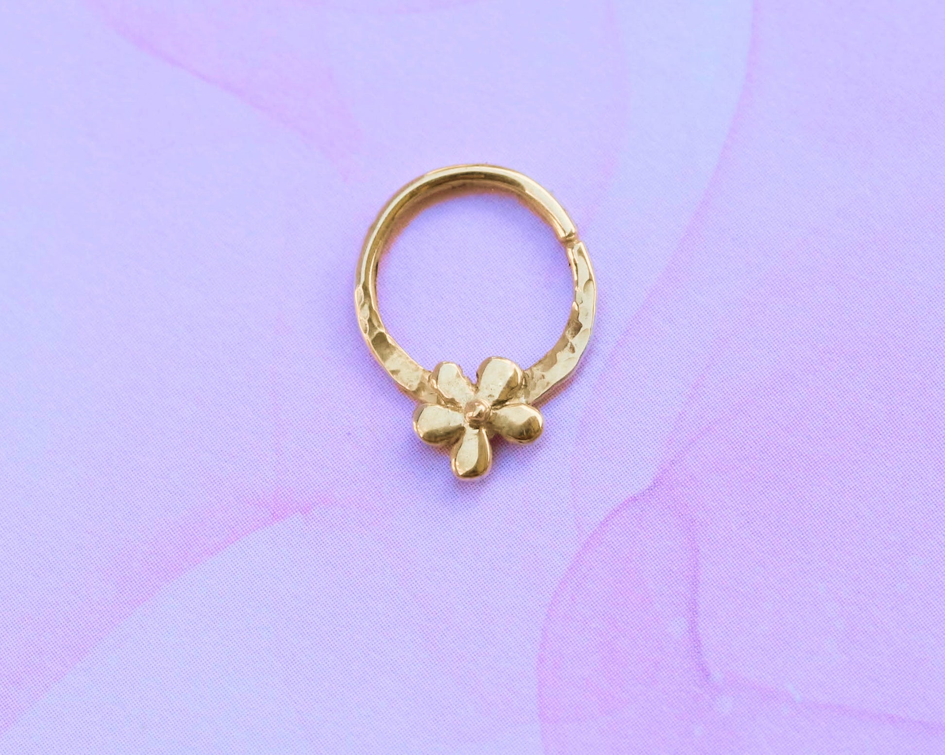 Yellow gold flower septum hoop, septum piercing, septum jewelry, body jewelry