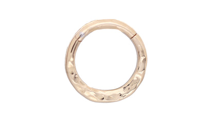 Forged & Hammered Round Clicker Hoop - Solid 14k Gold