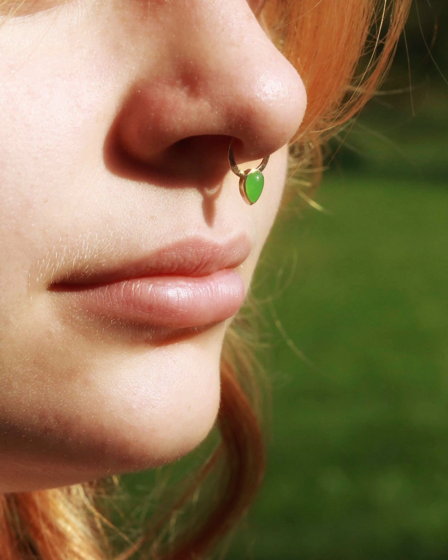 14k Gold Septum Hoop w/ Pear Gemstone